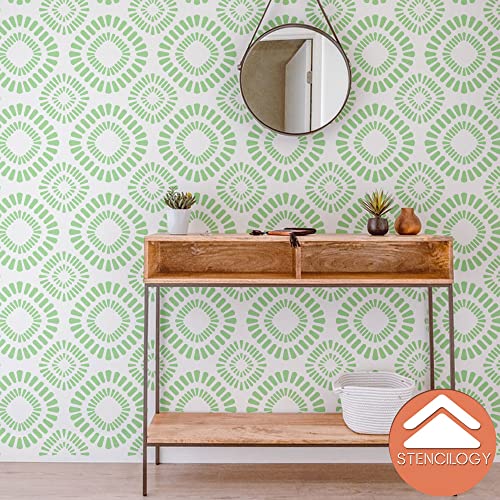 STENCILOGY® / Asi - 24" x 38" XL Wall Stencil, Large Floral Wall Stencil Pattern, Large Allover Wall Stencils for Painting, Stencils for Walls, Flower Leaf Stencils