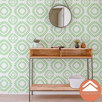 STENCILOGY® / Asi - 24" x 38" XL Wall Stencil, Large Floral Wall Stencil Pattern, Large Allover Wall Stencils for Painting, Stencils for Walls, Flower Leaf Stencils