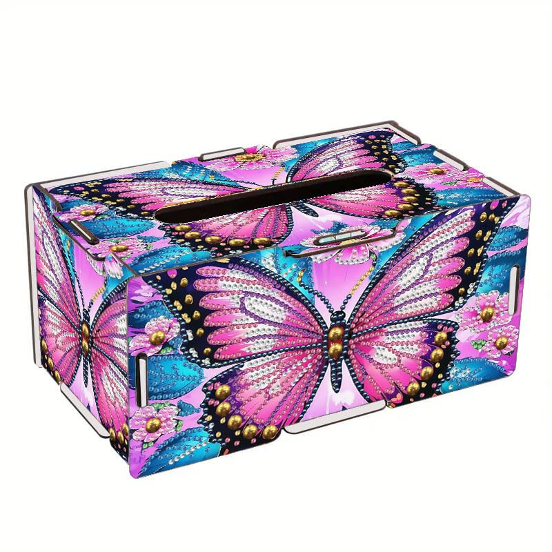 LSQFS DIY Diamond Art Tissue Box,Butterfly Ideal Gift for Craft Lovers - color: Pink Butterfly