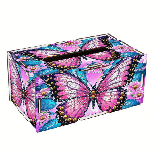 LSQFS DIY Diamond Art Tissue Box,Butterfly Ideal Gift for Craft Lovers - color: Pink Butterfly