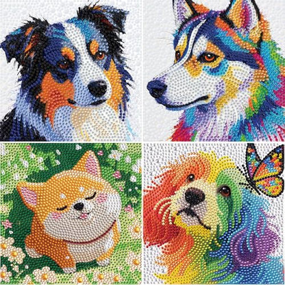 UiSdfuy Diamond Art Kits for Kids,Arts & Crafts for Kid Ages 8-12,Diamond Art for Kids,Gem Art 4 Pack Diamond Painting 6" X 6" (4-Dog) - color: 4-dog