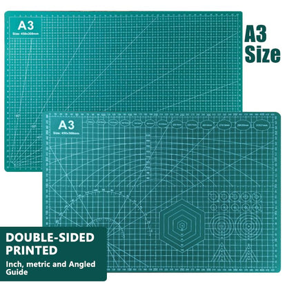 Cutting Mat Art Sewing Mat 17.7"L x 11.8"W Gridded Rotary Cut Board Double-sided for Crafts Hobby Project Sewing Fabric (1, Green, A3:17.7"L x 11.8"W) - size: 17.7"L x 11.8"W