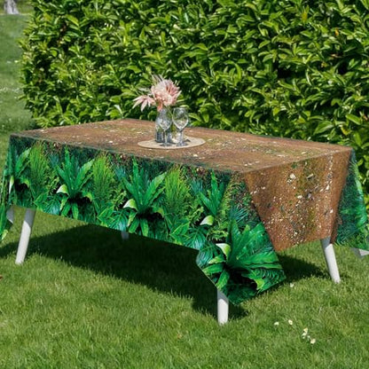 Kochorie 2 Pieces Forest Path Tablecloths Disposable Safari Jungle Table Cover Waterproof Woodland Table Cloth for Safari Jungle Birthday Party Supplies Picnic Camping Dining Day, 54 x 108 Inch - style: Forest Path