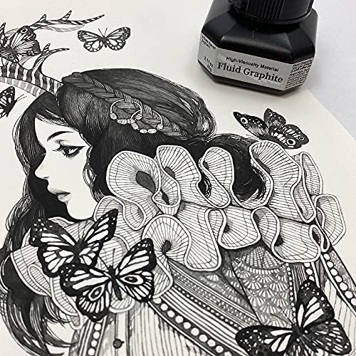 Kuretake Painting Ink, for dip Pen, Brush, Liquid, Paste, Artist, Non Toxic Paints, Illustration, Lettering, Drawing, Writing, Made in Japan (Graphite)