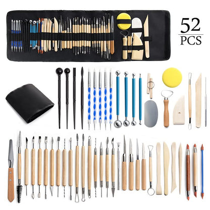Clay Tools 52PCS Pottery Tools Clay Sculpting Tools Polymer Clay Tools Kit Ceramic Tools for DIY Handcraft Modeling Clay Carving Tools Set - color: 52PCS