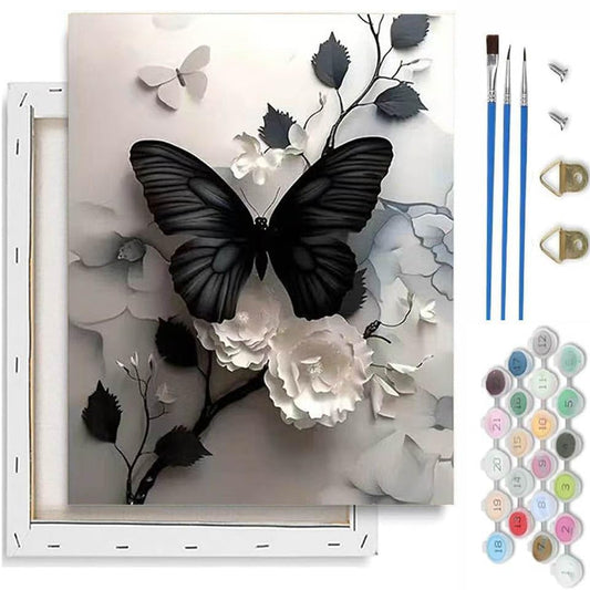 VIGEGU Butterfly Paint by Numbers Kit for Adults Beginner with Framed | Easy Adult Paint by Number Kits on Canvas DIY Painting for Beginners Art by Numbers for Home Wall Decor 10x12 Inch - color: Paint by Numbers kit for Adults-1124-3