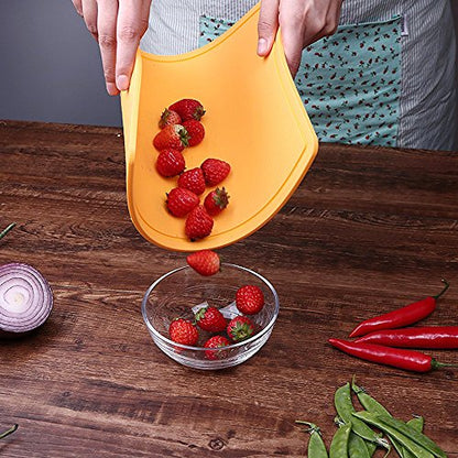 Liflicon Thick Silicone Cutting Boards for Kitchen Silicone Chopping Boards/Mats Set of 2 Extra Large14.6''x10.43'', Mini 9.1”x7.1” Non-slip Deep Drip Juice Groove, Dishwasher Safe-Yellow - color: Yellow, size: 9.1"L x 7.1"W & 14.6"L x 10.4"W