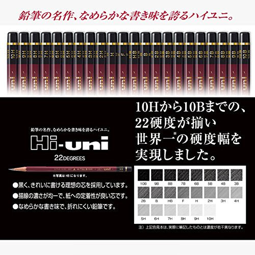 Uni Wooden Pencil, 3B, Box of 12 (HU3B) - style: 3B