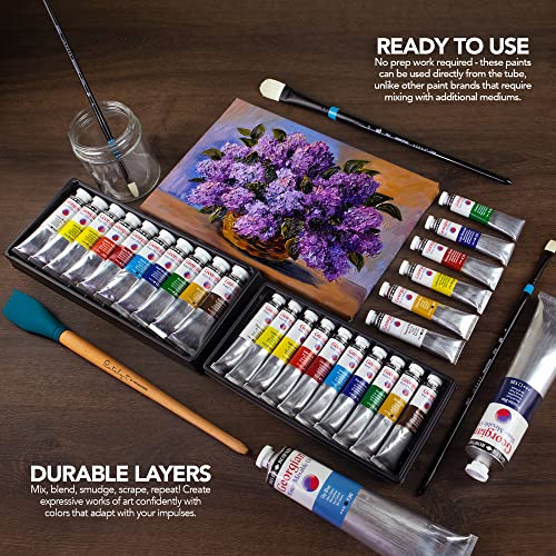 Daler Rowney Georgian Water Mixable Oil Paint Sap Green 37ml Tube - Art Paints for Canvas Paper and More - Oil Painting Supplies for Artists and Students - Artist Oil Paint for Any Skill Set