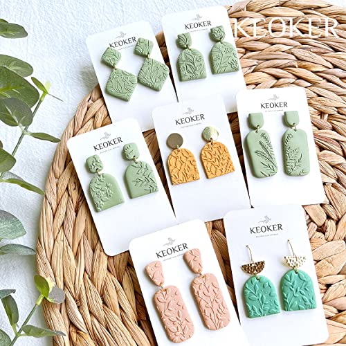 Keoker Polymer Clay Texture Sheets, Clay Texture Mat for Making Earrings Jewerly, Polymer Clay Texture Roller (No. 7 Floral) - color: 7