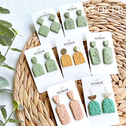 Keoker Polymer Clay Texture Sheets, Clay Texture Mat for Making Earrings Jewerly, Polymer Clay Texture Roller (No. 7 Floral) - color: 7