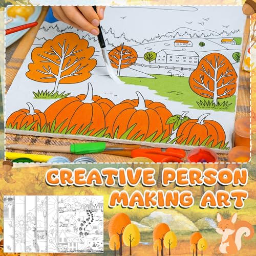 Sherr 20 Pcs Autumn Pre Drawn Canvas for Painting for Adults | Thanksgiving Outline Pre Drawn Canvas to Paint Fall Party Set, 8 x 10'' - style: Autumn