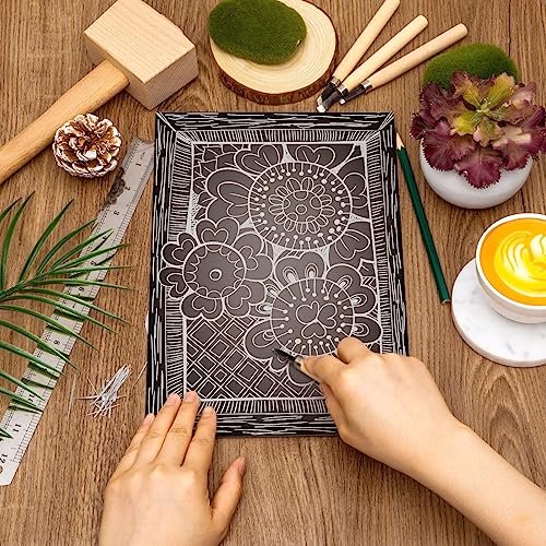 Yeaqee 8 Pcs 9 x 12 Inch Linoleum Block Rubber Carving Block Soft Linocut Blocks Large Linoleum Sheet Unmounted Lino Plates for Engraving Art Project Printmaking Artist Studio Supplies, Gray - color: Gray, size: 9 x 12 Inch