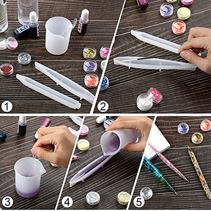 JANYUN 9 Pcs Pen Shape Resin Mold Ballpoint Pen Silicone Molds Epoxy | Epoxy Resin Molds Resin Casting Molds with Ballpoint Refill Pens for DIY School Crafts Making Student Gifts