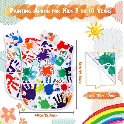 SATINIOR 2 Pcs Kids Art Smock Toddler Apron Artist Painting Apron | Painting Smocks for Kids, Toddler Paint Smock, Waterproof, Sleeveless, Boys Girls, with 3 Pocket, for Age 3-10 Years - style: Colorful
