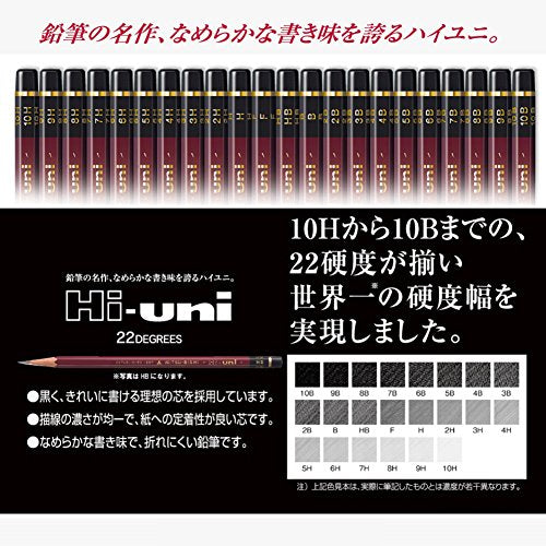Uni Hi-Uni Wooden Pencil - B - Box of 12 (HUB) - size: 1 Count (Pack of 1)
