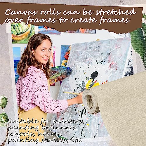 8 Yard Long x 36" Wide / 63'' Wide Large Canvas Roll 12 oz Cotton Triple Primed Canvas Roll Gesso Artist Painting Backdrop(63'' Wide x 8 Yard Long) - size: 63'' Wide x 8 Yard Long