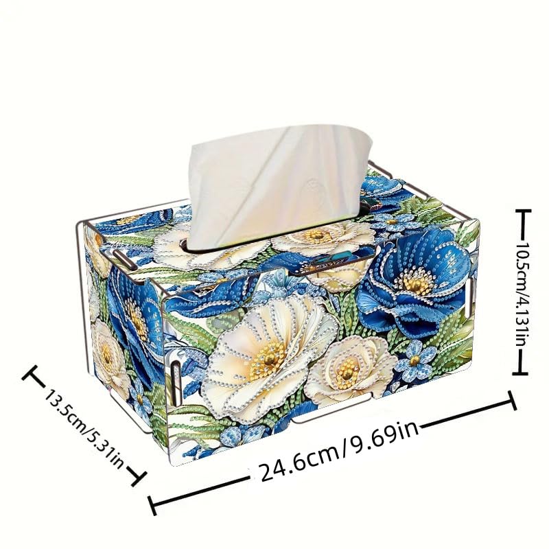LSQFS DIY Diamond Painting Tissue Box for Adults for Home Office Vanity - color: Flowers