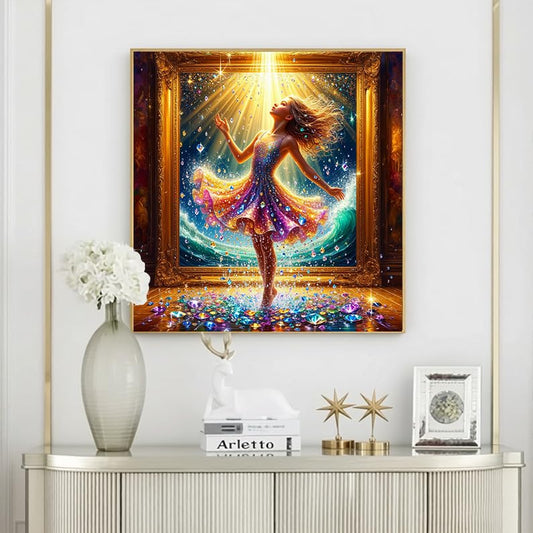 ALEXMACLIST Dazzling Gem Dancer 14x14 Full Drill Diamond Painting Kit - color: Glowing Dancer