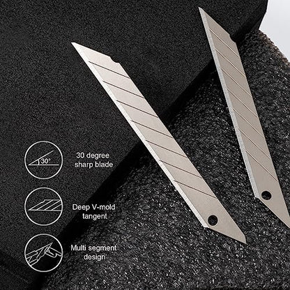 Gomake 100pcs Knife Replacement Blades, 30 Degree Carbon Steel 9mm Snap Off Blades for Retractable Cutting Knives, Hobby, Craft Knife, Box Cutter