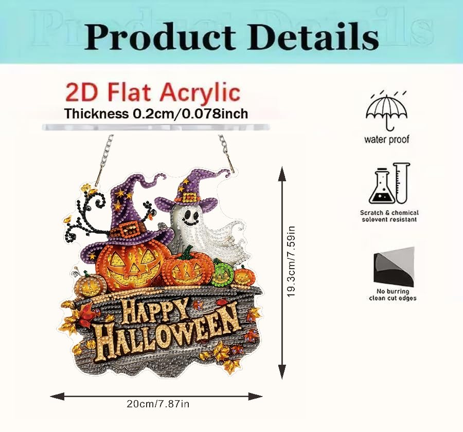 Halloween Hanging Diamond Art Kits for Adult Diamond Painting Kit Pendant | DIY Diamonds Painting Art Kit, Acrylic Diamonds Painting Suncatcher Board Kit Ornament, Special Crystal Diamond Hanging - color: DP04617