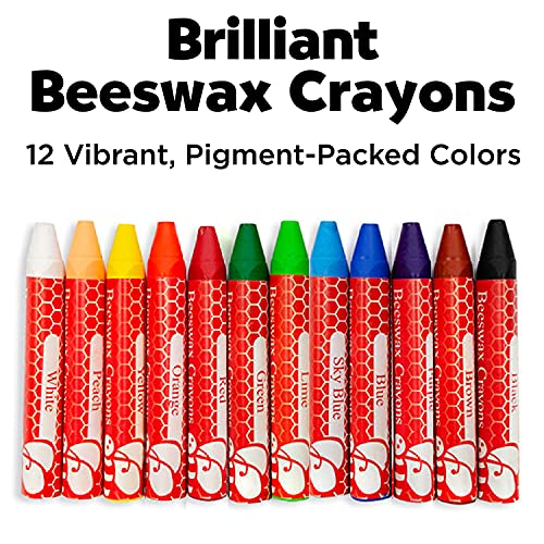 Faber-Castell Beeswax Crayons in Durable Storage Case: Non-Toxic Jumbo Triangle Crayons, Travel-Friendly Toddler Art Supplies for Kids (Ages 3+) (12 Count)
