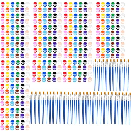 30 Pack Mini Acrylic Paint Set, 12 Colors Washable Acrylic Paint Strips with 60Pcs Painting Brushes for Kids&Adults Paint, 420 PCS Kids Painting Kit for Birthday Party Favor, Classroom, Art Gift - color: 30 Pack(420 Pcs）