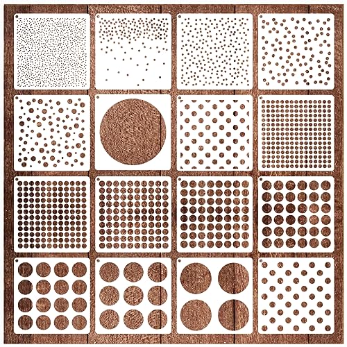 16 Pieces Circle Stencil Bubble Geometric Craft Stencil Polka Dot Stencils Mixed Media Circle Stencils for Painting on DIY Card Making Scrapbook Paper Fabric Pillows (16 Dot) - style: 16 Dot