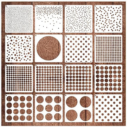 16 Pieces Circle Stencil Bubble Geometric Craft Stencil Polka Dot Stencils Mixed Media Circle Stencils for Painting on DIY Card Making Scrapbook Paper Fabric Pillows (16 Dot) - style: 16 Dot