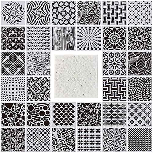 32 Pieces Geometric Stencils 8 x 8 Inch Painting Templates Mandala Stencil for Scrapbooking Cookie Tile Furniture Wall Floor Decor Craft Drawing Tracing DIY Art Supplies - size: 8inch-2
