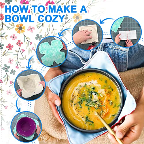 Bowl Cozy Template 3 Sizes, Bowl Cozy Pattern Template Cutting Ruler Set,Sewing Pattern and 40 Cool Pins, User Manual Included
