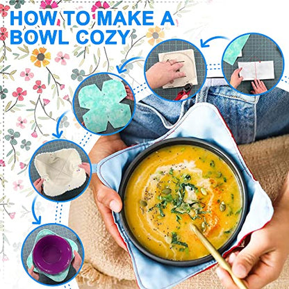 Bowl Cozy Template 3 Sizes, Bowl Cozy Pattern Template Cutting Ruler Set,Sewing Pattern and 40 Cool Pins, User Manual Included