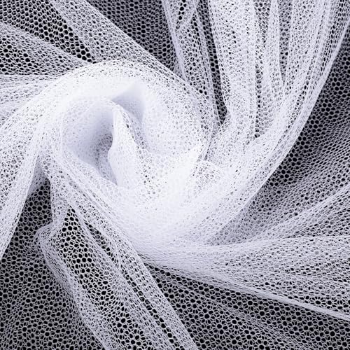 White Mesh Fabric 63 x 67 Inch Soft Mesh Slightly Stretchy Cuttable Netting Fabrics for Sewing Projects Shopping Bag Backpack Pocket