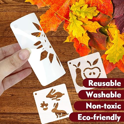 50 PCS Fall Painting Stencils Reusable Fall Stencils for Painting on Wood Rocks Canvas Fabric Glass Pottery 4x4 Inch - color: Fall