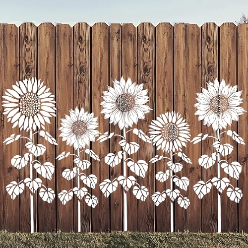 Large Flower Stencils for Painting,8 Pcs Reusable Sunflower Stencils for Painting on Wood Fence Walls Fabric Glass (Sunflower) - color: Sunflower(8Pcs)