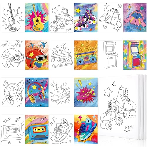 Sherr 10 Pcs Pre Drawn Canvas for Painting,Vintage,8 X 10 Inch | Preprinted Stretched Cotton Canvas for Adults, Pre Drawn Painting Outlines for Couple Date Night, Sip and Paint Party Favor - style: Vintage