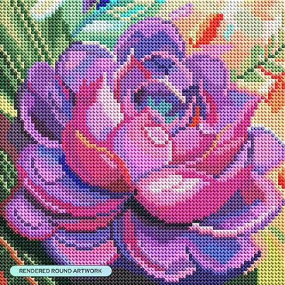 DIAMOND ART CLUB Lolite Succulent Diamond Art Kits for Adults | Premium Diamond Painting Kit, Fun DIY Crafts for Adults, Round Diamond Art Canvas, 9" x 9" (22.8 x 22.8 cm) - color: Lolite Succulent