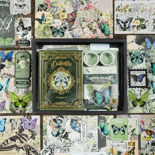 Scrapbook Supplies Kit, Vintage Junk journaling Supplies, Scrapbooking Kit | Stationary Set with Aesthetic Ephemera Stickers, Bullet Journaling Kit, Collage Craft Supplies Gift for Adults Women Starter - color: Forest Tales