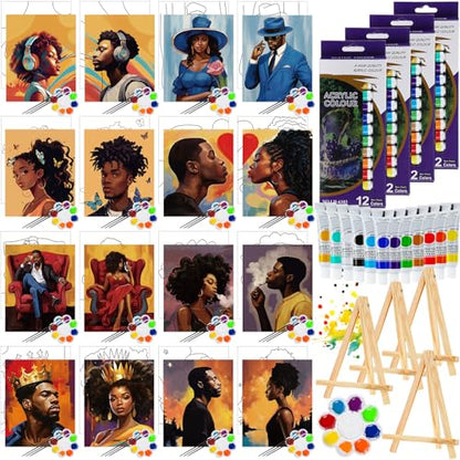 Zhanmai 88 Pcs 8 x 10 Inch Pre Drawn Canvas for Painting Kit Pre Stretched Canvas for Sip and Paint Party Favor Coloring DIY Virtual Party Birthday Gifts Adult's Date Night(Fashion Couples) - style: Fashion Couples