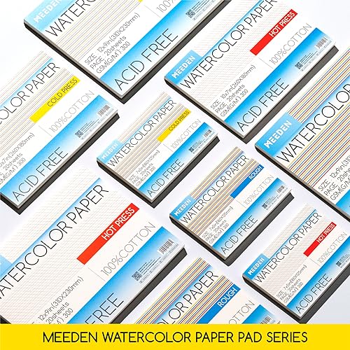 MEEDEN Cotton Watercolor Paper Block: 5" x 7" Hot Pressed of 20 Sheets - color: Hot Press, size: 5×7"