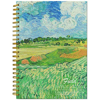 Van Gogh Aesthetic Art Mixed Media Sketchbook,A4 Spiral-Bound SketchbookMarker Paper Pad, 80 Pages of Premium 200 GSM Smooth Thick Paper, Mixed Media Sketch Book Drawing and Sketching for Kids Adults - color: Green Wheat Fields A4