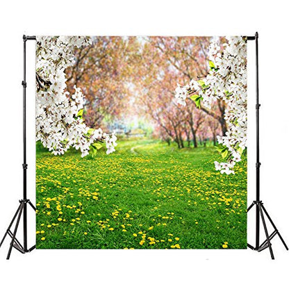 AOFOTO 7x7ft Spring Scenic Backdrop Sweet Flowers Photography Background Meadow Floral Blossoms Garden Florets Grassland Park Trees Kid Baby Girl Artistic Portrait Photo Studio Props Video Wallpaper - size: 7x7ft