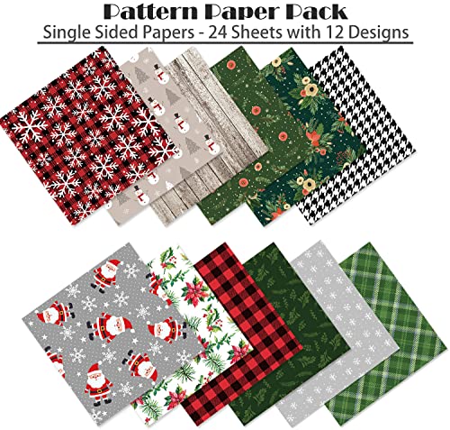 YASMEN Scrapbook Paper Pad 6"×6" - 24 Sheets Christmas Scrapbooking Supplies Kit, Single-Sided Patterned Cardstock Pads for Card Making, Designer Planner Journals, Background Borders, Greeting Cards - color: Christmas - 6×6