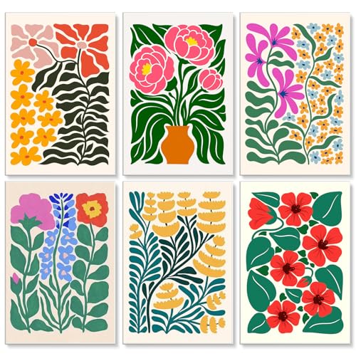 6 Pack Paint by Numbers Kit for Adults, Flowers Number Painting, 8x12 Inch | DIY Adult Paint by Number Kits on Canvas for Beginners, without Frame, Botanical Home Wall Decor, Stress Relief Craft Gift - color: Wildflower