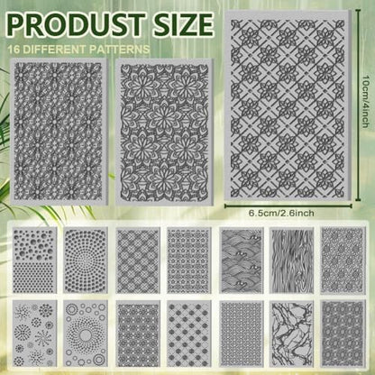 CHGCRAFT 16 Sheets Abstract Floral Clay Texture Mat Seamless Flower Pattern Polymer Clay Texture Sheets DIY Tools for Pottery Earring Jewelry Making Stamp Engraving Machines, 4x2.6inch - style: Abstract Floral