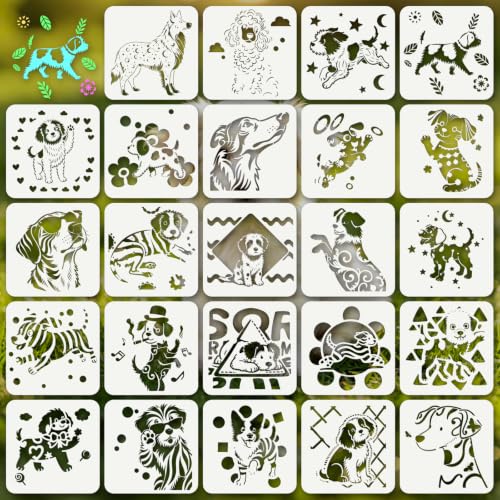 Dog Stencils for Crafts Reusable 24Pcs Stencils(5.9X5.9 inch) - color: Dog 2