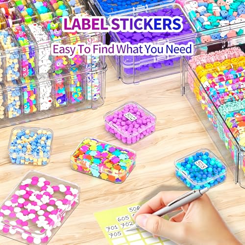 Stackable Bead Storage Organizer, 88 Small Plastic Containers with Lids, 4-Layer Clear Bead Organizer Box, 3 Sizes, Portable, for Jewelry and Crafts - size: 4-Tier 8L+20M+60S