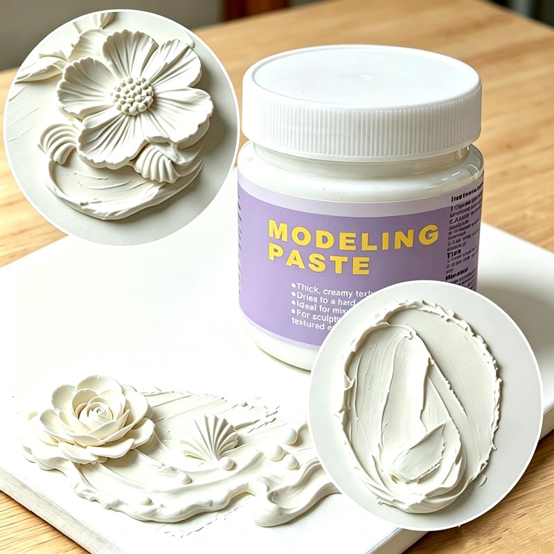 Acrylic Modeling Paste 3D Art Texture Paste 9.88oz/280ml, Ideal for Wood/T-Shirts/Glass/Stone, Sculpting Material Fast Drying Gesso Alternative DIY Crafts Projects (Acrylic Modeling Paste) - color: Acrylic Modeling Paste