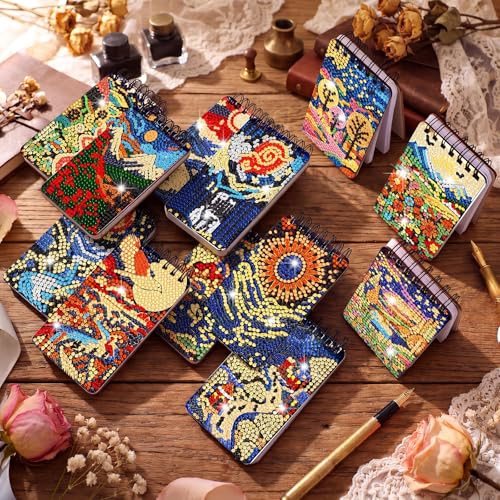 Fuyoooo 12 Pcs Abstract Landscape Diamond Art Notebook Kits for Adults | Landscape Abstract Diamond Art Notebook, DIY Cover Notebook Diamond Painting for Beginners, 5d Journal Notepad Accessories - style: Abstract Landscape