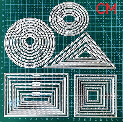 Cutting Dies Stencil Triangle Square Rectangle Round Ellipse Metal Mould for DIY Scrapbook Album Paper Card - style: Basic dies set
